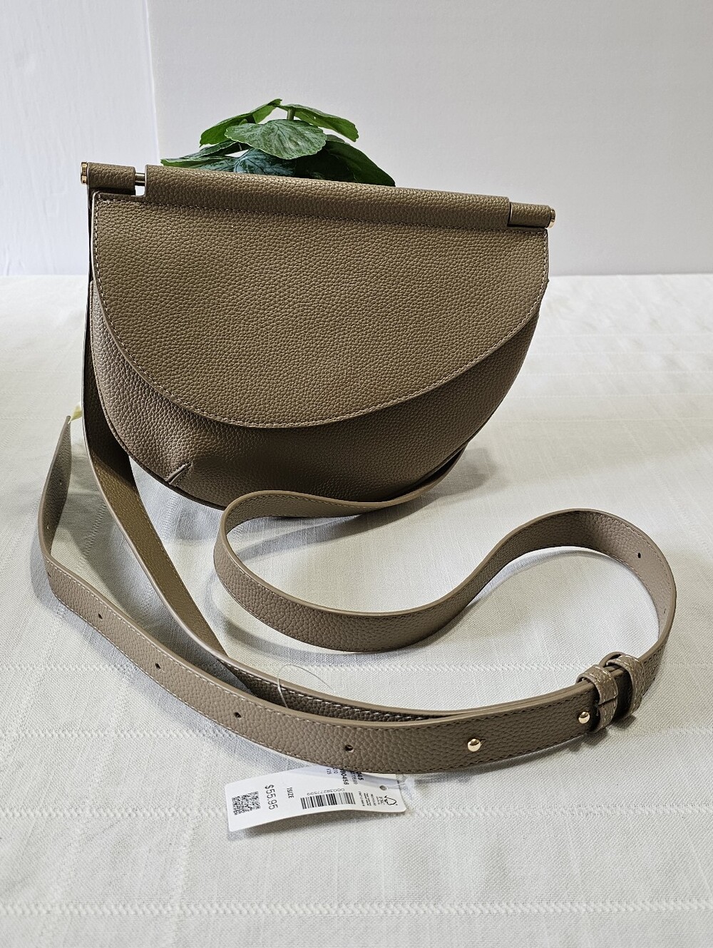New Taupe Crossbody Saddle Bag